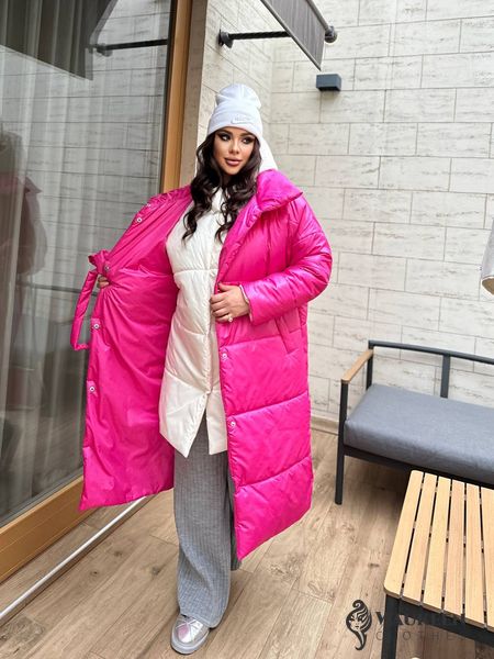 Женское стеганое теплое пальто розового цвета р.42/46 448090 448090 фото