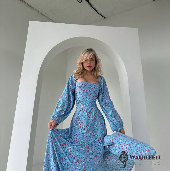 Женское платье из софта цвет голубой р.46/48 451279 451279 фото