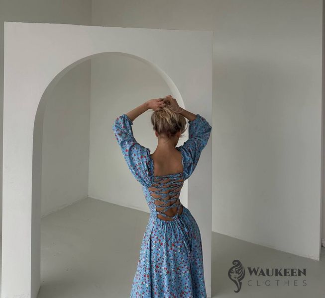 Женское платье из софта цвет голубой р.46/48 451279 451279 фото