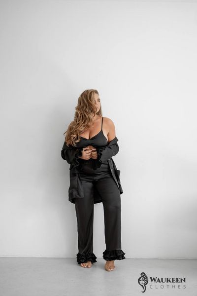 Жіночий піжамний костюм трійка колір чорний р.L/Xl 442582 442582 фото
