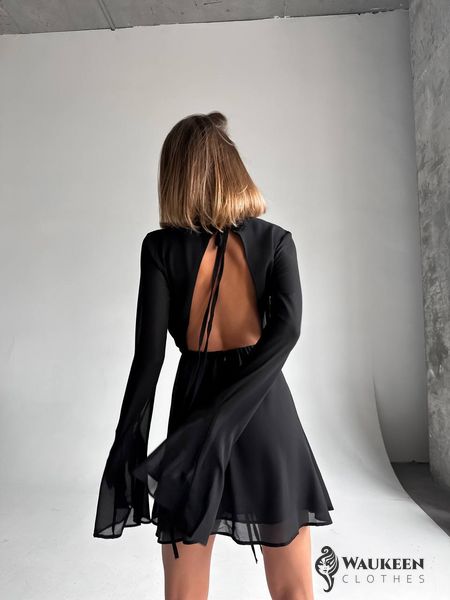 Женское платье из креп шифона цвет черный р.42/44 446695 446695 фото