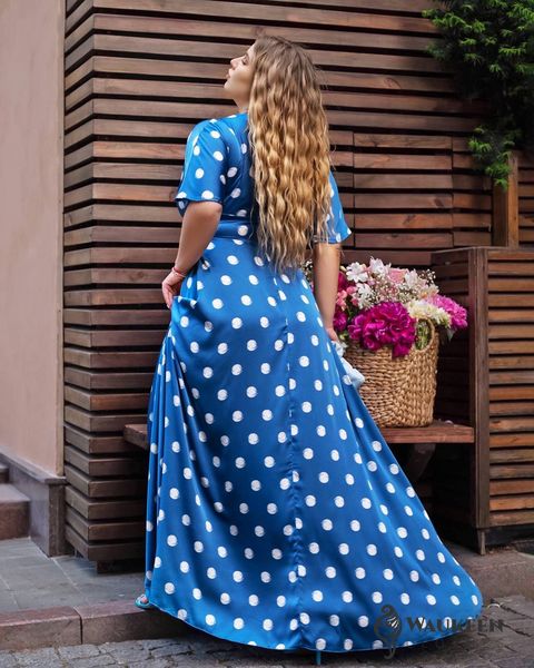 Женское платье миди из шелка цвет синий р.50/52 456354 456354 фото