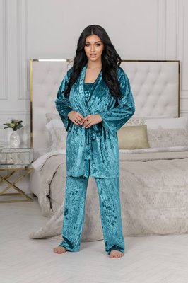 Жіноча піжама-трійка колір бірюзовий р.50/52 447655 447655 фото
