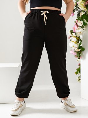 Жіночі спортивні штани двонитка чорного кольору р.50 406189 406303 фото
