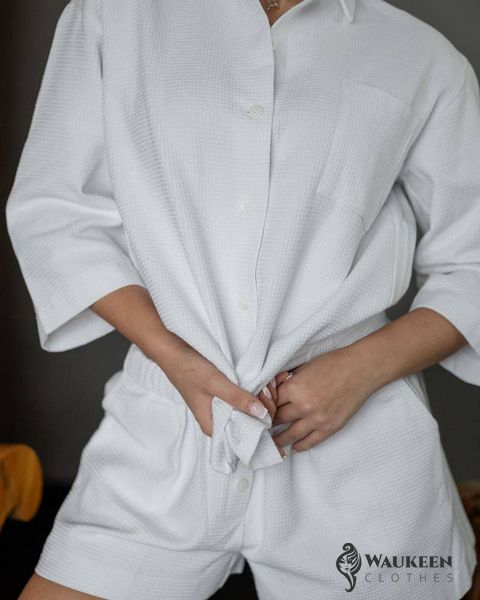 Жіночий піжамний костюм двійка Valentina колір білий р.L 450187 450187 фото