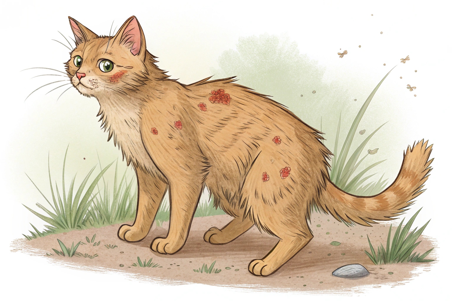 Причини появи струпів на шкірі у котів